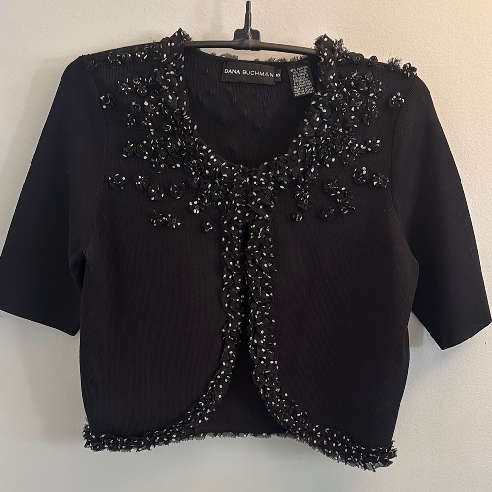 Dana Buchman Black Embellished Cardigan